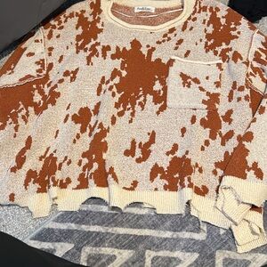 Peach Love California Brown and Cream Sweater